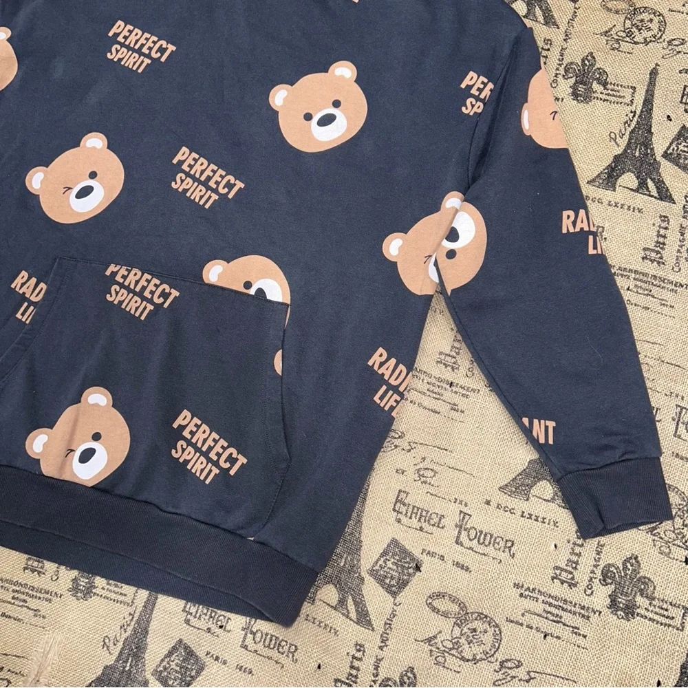 House Brand Bears Faces Perfect Spirit Dark Grey Hoodie Sweater Size M - Picture 3 of 13